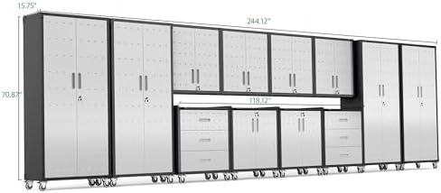 12-Piece Heavy Duty Steel Garage Cabinet System | All-in-One Modular Garage Cabinet Set for Ultimate Workshop Organization | Easy Assembly Garage Storage Cabinets & Tool Bench - Image 2
