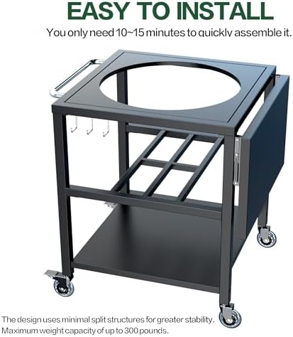 Heavy-Duty Grill Table Cart for Large Big Green Egg, Metal Green Egg Stand - Image 6