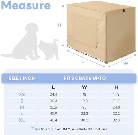 Seiyierr Dog Crate Cover - Kennel Cover Fit for 36 Inch Dog Crate, Double Door Polyester Crate Cover for Wire Dog Crate Indoor Outdoor Protection, Light Tan - Image 4