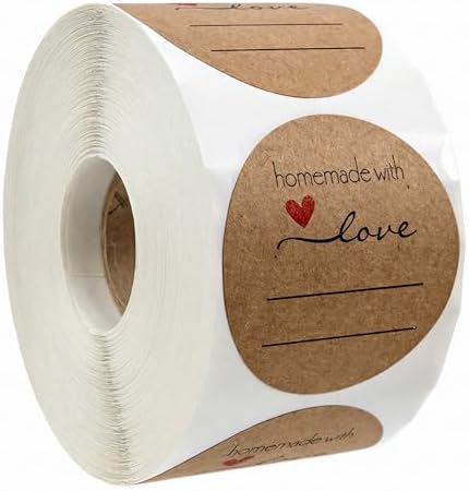 Thank You Stickers, 500pcs 1 Inch Round Kraft Stickers Small Business Adhesive Writable Homemade with Love Labels Rustic Thank You Tags for Packaging Envelopes Gift Boxes Baking Supplies by MoHern
