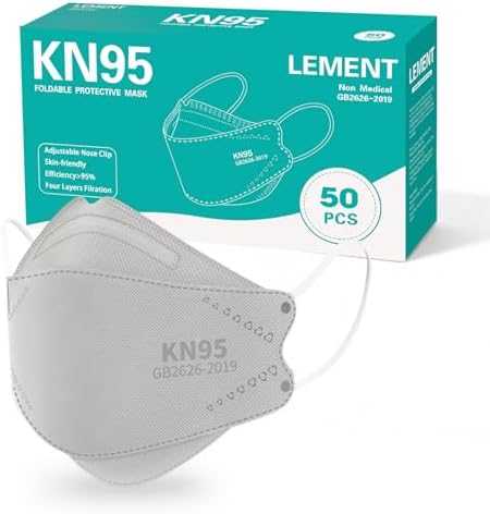 LEMENT KN95 Face Masks,50 Pack Breathable Dust Safety Mask For Adult, Grey by Lement