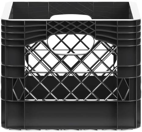 13 in. x 13 in. x 11 in. Heavy-Duty Black 16 Qt Milk Crate | 3 Pack | Stackable Storage Container with Handles - Image 3