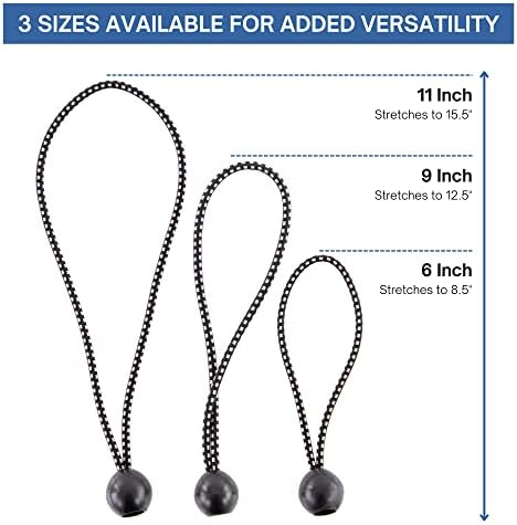 Kotap BB-6B Ball Bungee Cord, Heavy-Duty & Versatile, Indoor & Outdoor, Tarp Tie-Down, Organize & Secure, 6-Inch, Black, 25 Pack - Image 3