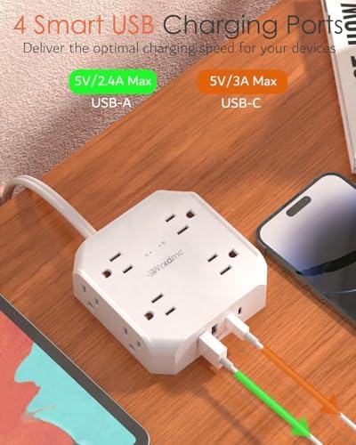 2 Prong Power Strip, WRXDMC 2 Prong to 3 Prong Outlet Adapter - Image 4