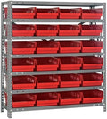 Quantum Storage Systems 1239-107RD Solid Heavy Duty 7 Shelves 24 Economy Red Bins 39" H x 36" W x 12" D by QuantumStorageSystems