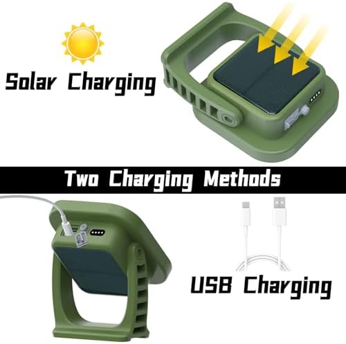 Portable Work Light, 4000LM, IP65 Waterproof Magnetic Work Lights with Stand, 12000mAh PowerBank LED Rechargeable Lights, 1/4” Threaded Port Flood Light for Job Site (Solar Power) - Image 2