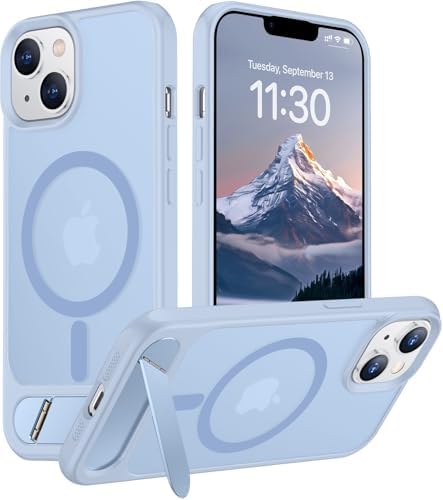 Temdan Magnetic Compatible with iPhone 14 Case/iPhone 13 Case,[Built-in Invisible Kickstand][Compatible with MagSafe][Military Grade Shockproof] Slim Translucent Matte Phone Case for iPhone 14/13 6.1" by Temdan