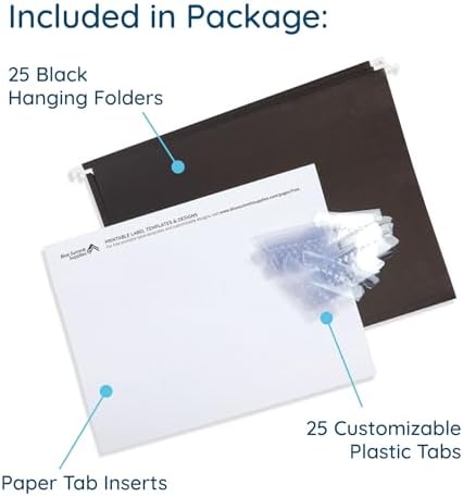 Blue Summit Supplies 25 Hanging File Folders, Letter Size, Black - Image 2