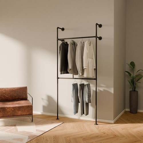 pamo Industrial Clothing Rack Wall Mounted Black – 41" W × 87" H, 441 lbs by pamo