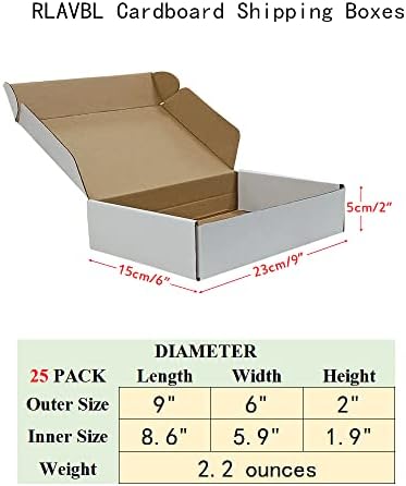 RLAVBL 9x6x2 Inches Shipping Boxes Set of 25, White Small Corrugated Cardboard Box, Mailer Boxes for Packing Small Business - Image 2