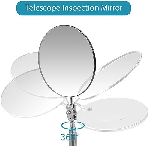 Telescoping Flexible Circular Mirror - 360 Rotation with Extended Handle - Round Inspection Mirror for Vehicle Condition (3 Inch Dia) - Image 3