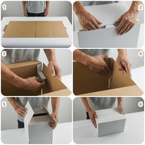 EXYGLO 15 Pack 12x8x6 Shipping Boxes for Small Business, White Corrugated Cardboard Small Box for Packaging, Moving, Mailing, and Storing - Image 6