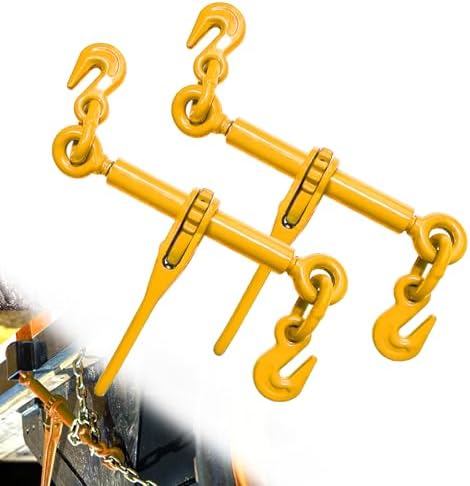 Ratchet Chain Binders 1/4''- 5/16'', Load Binder with G70 Grab Hooks, Adjustable 1/4" Binder for 1/4 Chains, 2200 Pounds Working Load Limit- Heavy Duty Ratchet Binders for Towing (2 Pack) by SENKEYFE