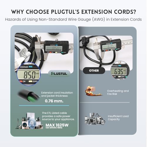 PLUGTUL 2-Pack Extension Cord 25 FT | 16/3 Outdoor Extension Cord Waterproof, Heavy Duty 3 Prong Extension Cord Black, 13A 1625W SJTW, ETL Listed, Great for Garden and Home - Image 2