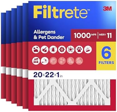 Filtrete 20x22x1 Air Filter, MERV 11, MPR 1000, 6 HVAC Filters by Filtrete