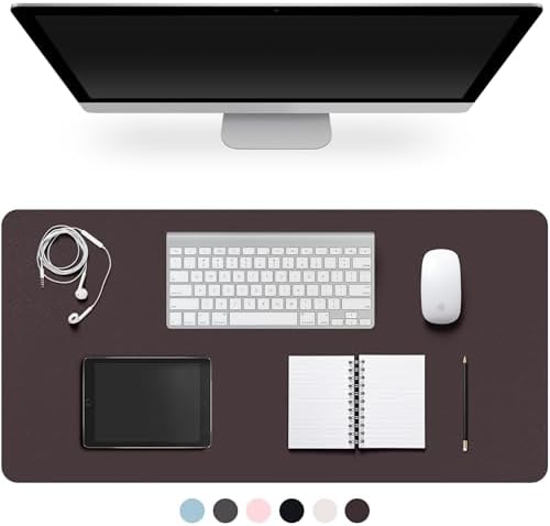 Leather Desk Pad Protector,Non-Slip Desk Pad(Dark Coffee, 47.2" x 17") by CADONO