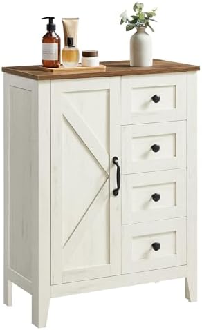 VASAGLE Farmhouse Storage Cabinet with Door, 4 Drawers, Adjustable Shelves by VASAGLEbySONGMICSHOME