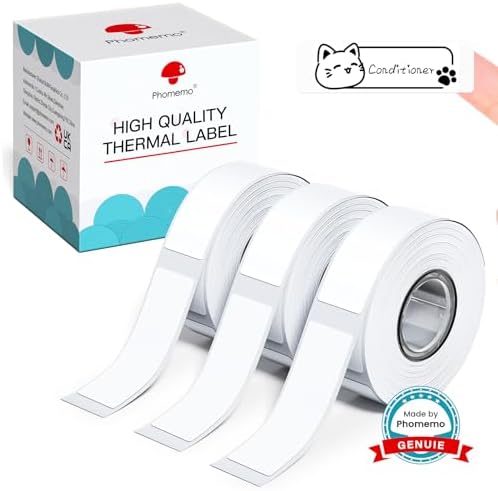 Phomemo Labels D30 Label Tape, Black on White, 0.47 in 12 x40mm, 480 Tapes by Phomemo