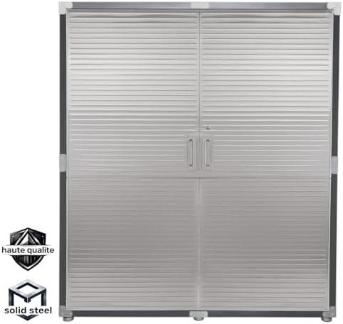 Heavy Duty Steel Storage Cabinet with Double Doors, Adjustable Shelves, Door Secured Lock, Large Capacity Organizer for Garages,Offices and Warehouses (Graphite, 60" W x 24" D x 72" H) - Image 3
