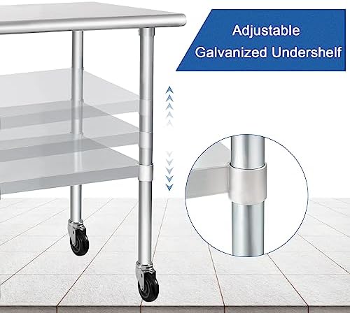 HARDURA Stainless Steel Commercial Table with Wheels 24 x 30 Inches - Image 4