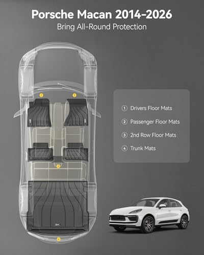 3W Floor Mats & Cargo Mat for 2014-2026 Porsche Macan S/Turbo/S Diesel/GTS - Image 2