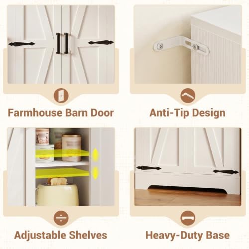 Unikito Kitchen Pantry Storage Cabinet with Adjustable Shelves, White - Image 5