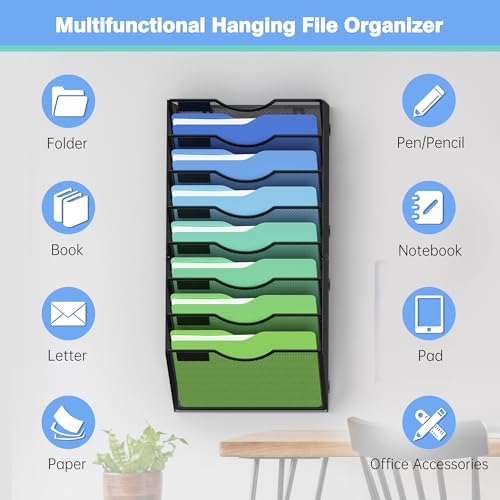 Kuntine.B Wall File Organizer Office Hanging Magazine Holder Wall File Organizer for Office Home - Image 4