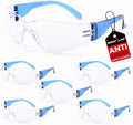 BISON LIFE Clear/Blue Safety Glasses for Men & Women, ANSI Z87.1, 6 Pack by BisonLife