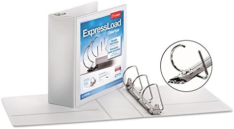 Cardinal ExpressLoad 3 Inch D-Ring Binder, 675 Sheet Capacity, ClearVue Cover, Locking D-Rings, White Binder (49130) by TOPSProducts