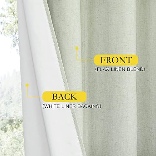 NICETOWN Green Living Room 100% Blackout Linen Sliding Door Curtain - Image 6