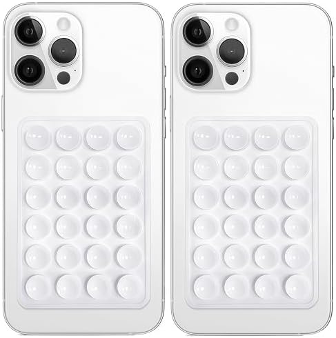 Anteel 2 Pack Silicone Suction Phone Case Mount, Non Slip Sticky Grip for Cellphone, Silicon Adhesive Suction Cup Mount, Strong Grip Holder for Selfies and Videos (White) by Galundge