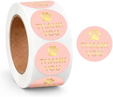 500 Pcs Thank You Dog Stickers Dog Paw Print Thank You Stickers for Shipping Mailers, Bags, Boxes, Tags, Greeting Cards, Present for Sealing and Decoration(Pink) by Unknown