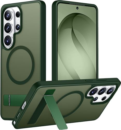 Temdan Magnetic for Samsung Galaxy S26 Ultra Case, [Innovate Stand][Military Grade Drop Protection][Non Slip][Translucent Matte] Shockproof Phone Case for Galaxy S26 Ultra 2026 -Green by Temdan