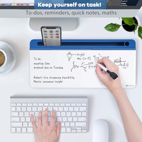 Varhomax Glass Desk Whiteboard with Storage, Desktop Organizer - Image 2
