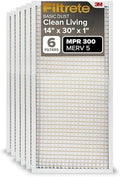 Filtrete 14x30x1 Air Filter, MERV 5, MPR 300, 6 HVAC Filters by Filtrete
