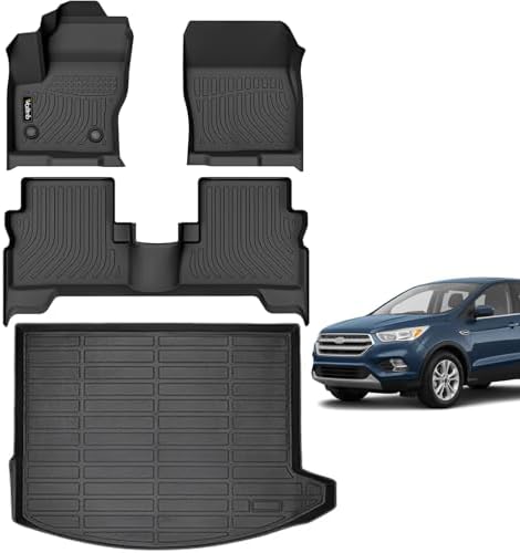 Wailtnb-Car Floor Mats & Cargo Liner Custom for 2013-2019 Ford Escape Waterproof Non-Slip Durable All Weather Floor Liner 1st&2nd Row Full Set Ford Escape Accessories Black by Wailtnb