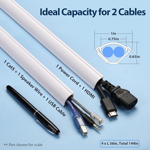 ZhiYo 12ft Corner Cable Hider for 2 Cords, Hide Wires in Wall Corners White - Image 2
