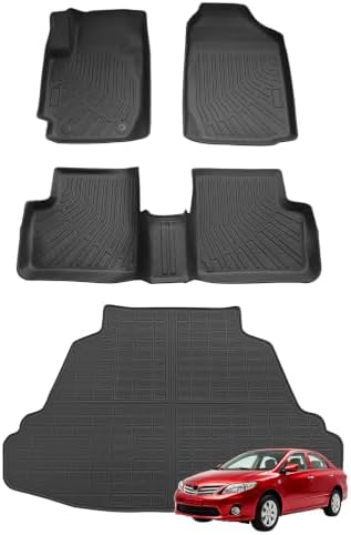 Joruoo-Floor Mats & Cargo Liner for 2003-2008 Toyota Corolla, All-Weather Heavy Duty TPE Floor Liners Full Coverage Automotive for Toyota Corolla Accessories by JORUOOServeyouwellalltheway