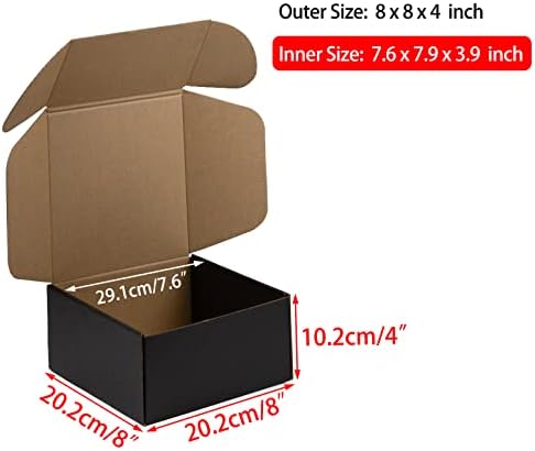 8x8x4 Inches Shipping Boxes Pack of 25, Packaging Corrugated Cardboard Mailer Boxes for Small Bussiness, Black - Image 2