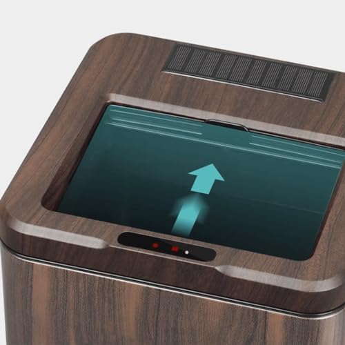Rechargeable Smart Sensor Trash Can Electric Wood Grain with Lid 12L Capacity Ebony Finish Ideal for Home Kitchen and Bathroom - Image 5