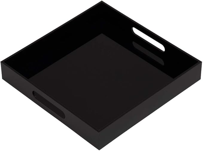 Glossy Black Sturdy Acrylic Serving Tray by KEVLANG