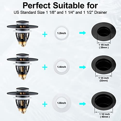 Universal Bathroom Sink Stopper - Bounce Wash Basin Drain Filter, Stainless Steel Pop Up Drain Stopper, 1.25" Bullet Core Sink Stopper, Sink Drain Plug with Anti-Clogging Strainer, Oil Rubbed Bronze - Image 2