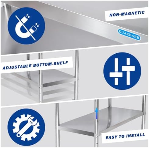 KUARBARR Stainless Steel Table Stainless Steel Prep Table 18 x 24 Inch, NSF Metal Commercial SS Kitchen Prep Worktable for Restaurant Kitchen Garage Warehouse - Image 6