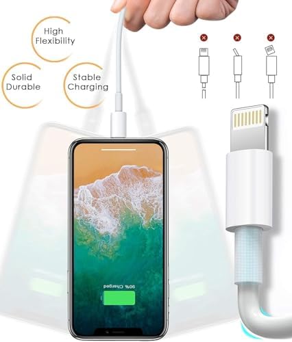 Susnwere 4 Pack [Apple MFi Certified] Apple Charging Cables 6ft, iPhone Chargers, Lightning Fast iPhone Charging Cord for iPhone 12/11/11Pro/11Max/ X/XS/XR/XS Max/8/7, ipad(White) - Image 4