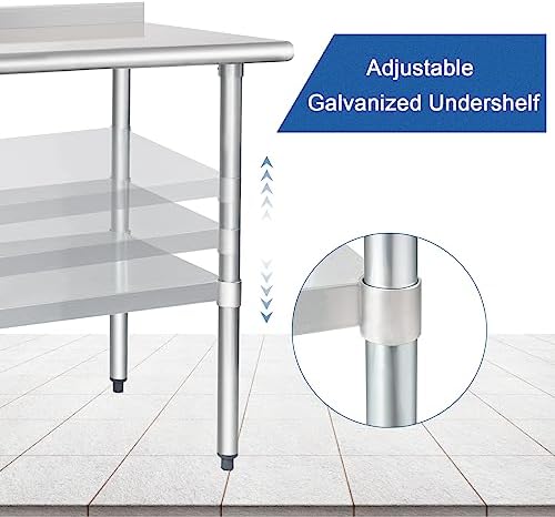 HARDURA Stainless Steel Prep & Work Table 24 x 48 Inches Backsplash - Image 4