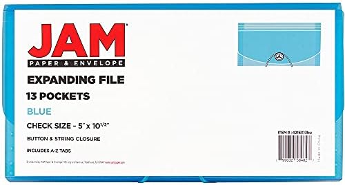 JAM PAPER Accordion Folders - 13 Pocket Plastic Expanding File - Check Size - 5 x 10 1/2 - Blue - Sold Individually - Image 6