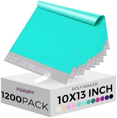 Fuxury 10x13" Poly Mailers 1200Pcs,Bulk Shipping Bags For Clothing,Teal by Fuxury
