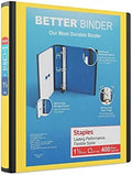 Staples Better Binder, 1.5-Inch D-Ring View, Yellow, 350 Sheets by Staples