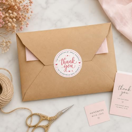 60pcs Thank You Stickers for Supporting My Small Business, Round Packaging Insert Labels, Customer Order Appreciation Stickers for Packages, 2 Inch Red Business Stickers - Image 7