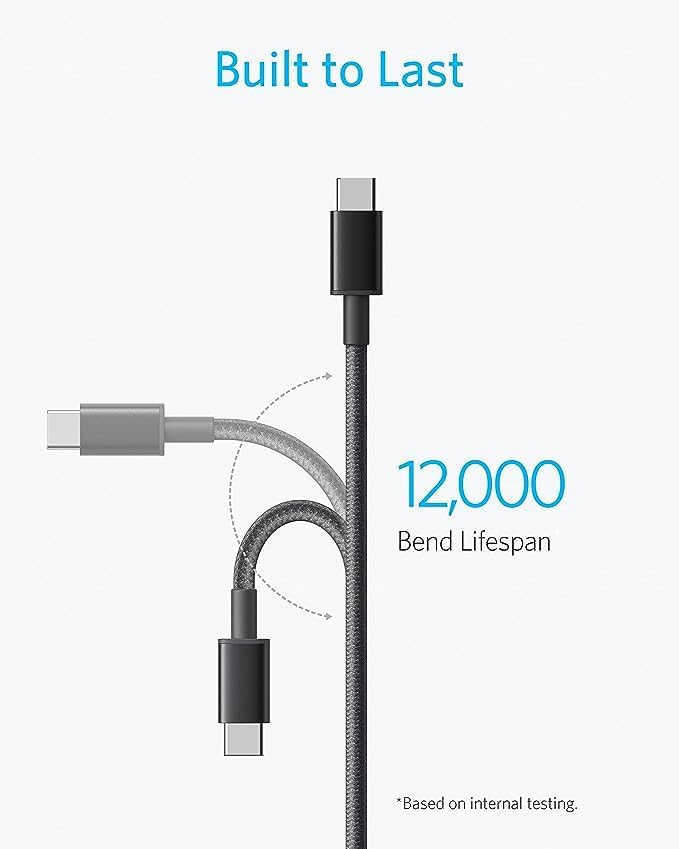 Anker USB C to USB C Cable, 60W Fast Charging Cable (2-Pack, 1 ft, Black) - Image 3